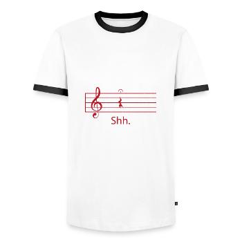 Noten Gitarre Musik Geschenk - Männer Kontrast-T-Shirt - Weiß/Schwarz - Vorne - AI Model Female 172 light (172cm) & AI Model Male 178 dark (178cm)