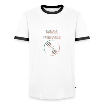 la musique - T-shirt contrasté Homme - blanc/noir - Devant - AI Model Female 172 light (172cm) & AI Model Male 178 dark (178cm)
