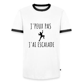 T shirt escalade J'peux pas j'ai escalade homme - T-shirt contrasté Homme - blanc/noir - Devant - AI Model Female 172 light (172cm) & AI Model Male 178 dark (178cm)