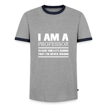 Je suis professeur pour gagner du temps enseignant cadeau - T-shirt contrasté Homme - gris/marine  - Devant - AI Model Female 172 light (172cm) & AI Model Male 178 light (178cm)