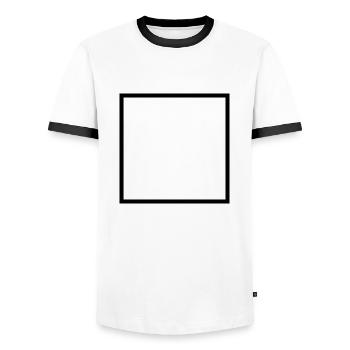 La place! Un design minimaliste et tendance - T-shirt contrasté Homme - blanc/noir - Devant - AI Model Female 172 light (172cm) & AI Model Male 178 dark (178cm)