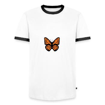 orange butterfly - Men's Ringer Shirt - white/black - Front - AI Model Female 172 light (172cm) & AI Model Male 178 dark (178cm)