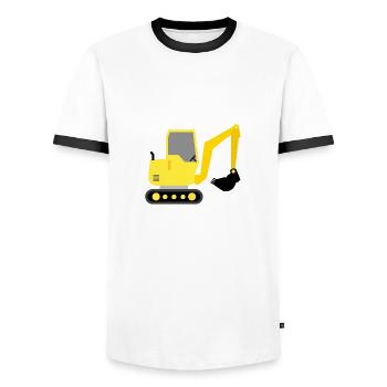 Bagger - Männer Kontrast-T-Shirt - Weiß/Schwarz - Vorne - AI Model Female 172 light (172cm) & AI Model Male 178 dark (178cm)