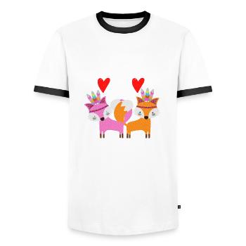 Amour de renard, couple, relation - T-shirt contrasté Homme - blanc/noir - Devant - AI Model Female 172 light (172cm) & AI Model Male 178 dark (178cm)