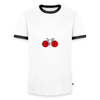red racing bike - Men's Ringer Shirt - white/black - Front - AI Model Female 172 light (172cm) & AI Model Male 178 dark (178cm)