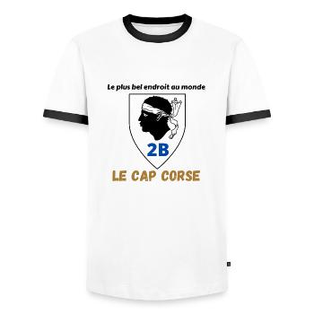 T-shirt Corse Le Cap Corse cadeau anniversaire - T-shirt contrasté Homme - blanc/noir - Devant - AI Model Female 172 light (172cm) & AI Model Male 178 dark (178cm)