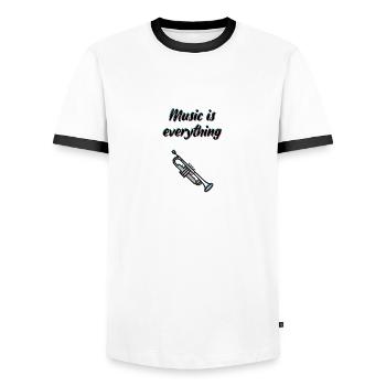 la musique - T-shirt contrasté Homme - blanc/noir - Devant - AI Model Female 172 light (172cm) & AI Model Male 178 dark (178cm)