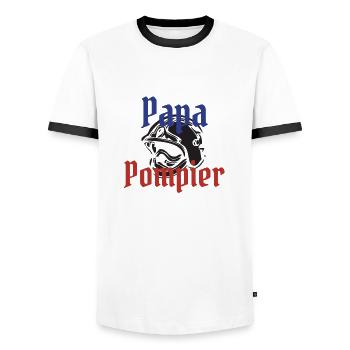 Papa pompier! - T-shirt contrasté Homme - blanc/noir - Devant - AI Model Female 172 light (172cm) & AI Model Male 178 dark (178cm)