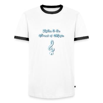 la musique - T-shirt contrasté Homme - blanc/noir - Devant - AI Model Female 172 light (172cm) & AI Model Male 178 dark (178cm)