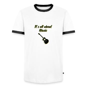 la musique - T-shirt contrasté Homme - blanc/noir - Devant - AI Model Female 172 light (172cm) & AI Model Male 178 dark (178cm)