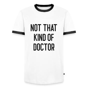 Doctor Phd Uni Student Gift - Men's Ringer Shirt - white/black - Front - AI Model Female 172 light (172cm) & AI Model Male 178 dark (178cm)