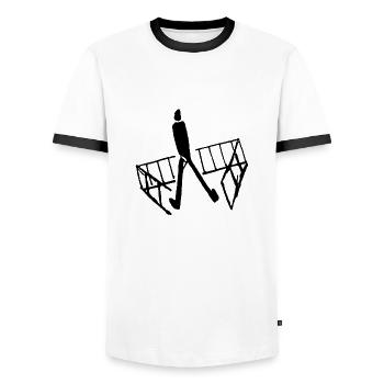 Franz Kafka - Entre les bars - T-shirt contrasté Homme - blanc/noir - Devant - AI Model Female 172 light (172cm) & AI Model Male 178 dark (178cm)