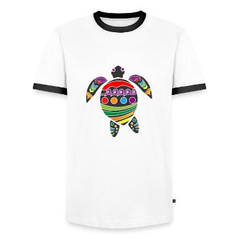 Cadeau de tatouage tribal polynésien de tortue maorie - T-shirt contrasté Homme - blanc/noir - Devant - AI Model Female 172 light (172cm) & AI Model Male 178 dark (178cm)