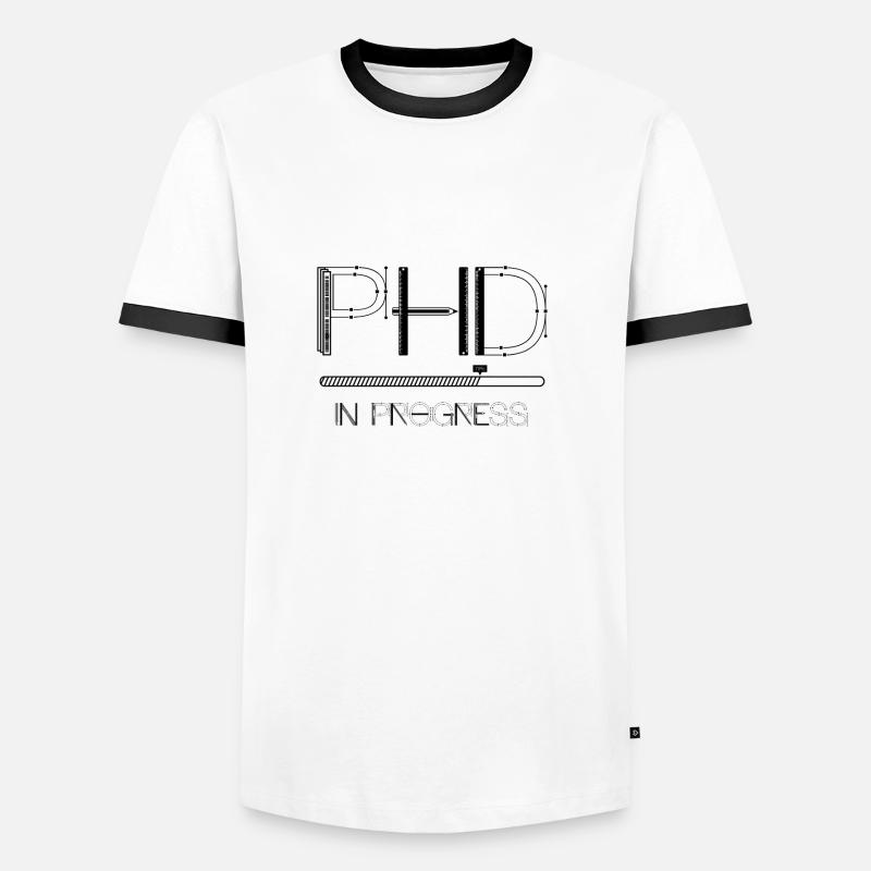 PHD IN PROGRESS - Men's Ringer Shirt - white/black