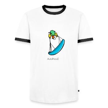 Parapente Parapente Humour Acro - T-shirt contrasté Homme - blanc/noir - Devant - AI Model Female 172 light (172cm) & AI Model Male 178 dark (178cm)