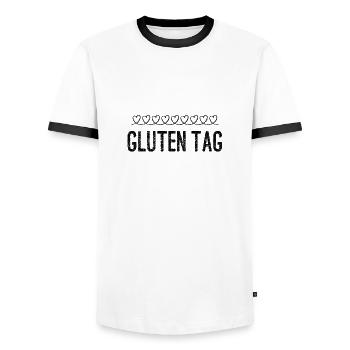 Gluten Tag - Männer Kontrast-T-Shirt - Weiß/Schwarz - Vorne - AI Model Female 172 light (172cm) & AI Model Male 178 dark (178cm)