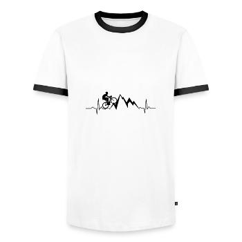 Cyclist mountain heart rhythm gift bike - Men's Ringer Shirt - white/black - Front - AI Model Female 172 light (172cm) & AI Model Male 178 dark (178cm)