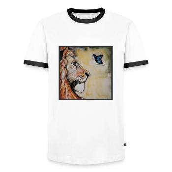 Solomon & The Blue Butterfly - Men's Ringer Shirt - white/black - Front - AI Model Female 172 light (172cm) & AI Model Male 178 dark (178cm)