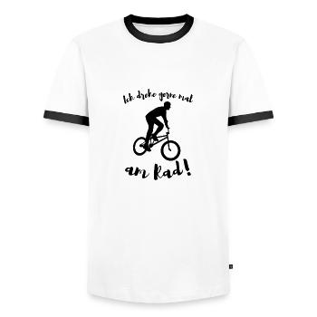 Ich drehe gerne mal am rad Geschenk Radfahrer - Männer Kontrast-T-Shirt - Weiß/Schwarz - Vorne - AI Model Female 172 light (172cm) & AI Model Male 178 dark (178cm)