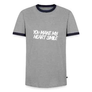 tu es mon trésor - T-shirt contrasté Homme - gris/marine  - Devant - AI Model Female 172 light (172cm) & AI Model Male 178 light (178cm)