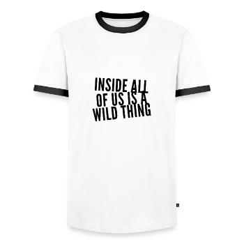 nous sommes sauvages - T-shirt contrasté Homme - blanc/noir - Devant - AI Model Female 172 light (172cm) & AI Model Male 178 dark (178cm)