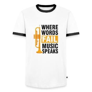 Trumpet brass band music trumpeter - Men's Ringer Shirt - white/black - Front - AI Model Female 172 light (172cm) & AI Model Male 178 dark (178cm)
