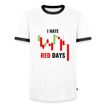 Ich hasse rote Tage - Männer Kontrast-T-Shirt - Weiß/Schwarz - Vorne - AI Model Female 172 light (172cm) & AI Model Male 178 dark (178cm)