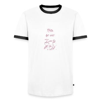 music - Men's Ringer Shirt - white/black - Front - AI Model Female 172 light (172cm) & AI Model Male 178 dark (178cm)