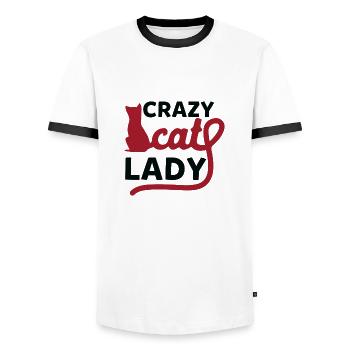 Crazy cat lady - Men's Ringer Shirt - white/black - Front - AI Model Female 172 light (172cm) & AI Model Male 178 dark (178cm)
