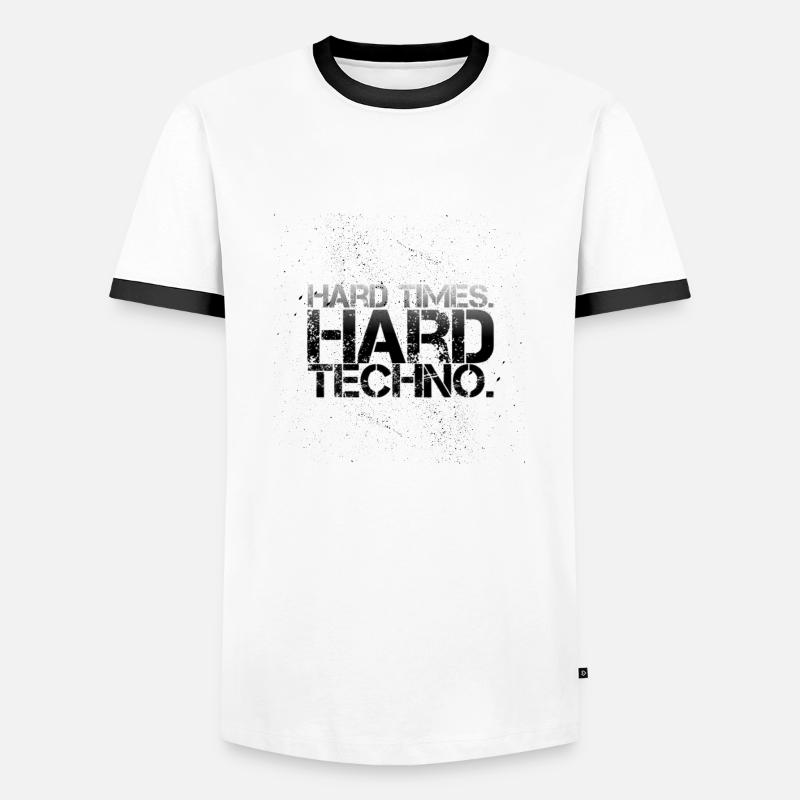 Des temps difficiles, une techno dure - T-shirt contrasté Homme - blanc/noir