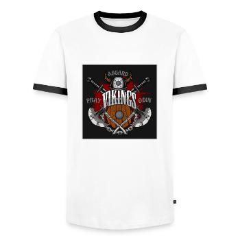Asgard Vikings - T-shirt contrasté Homme - blanc/noir - Devant - AI Model Female 172 light (172cm) & AI Model Male 178 dark (178cm)