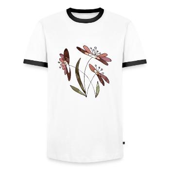 Flowers - Men's Ringer Shirt - white/black - Front - AI Model Female 172 light (172cm) & AI Model Male 178 dark (178cm)
