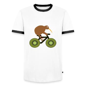 Cyclist bike gift sport - Men's Ringer Shirt - white/black - Front - AI Model Female 172 light (172cm) & AI Model Male 178 dark (178cm)
