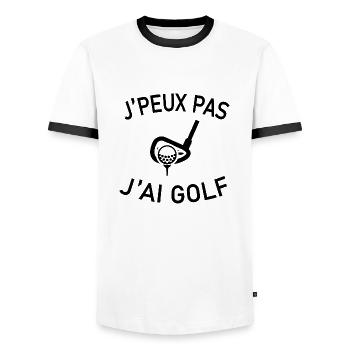 J'peux Pas J'ai Golf - T-shirt contrasté Homme - blanc/noir - Devant - AI Model Female 172 light (172cm) & AI Model Male 178 dark (178cm)