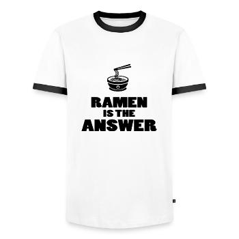 Ramen sort cadeau drôle manger cuisine asie blague - T-shirt contrasté Homme - blanc/noir - Devant - AI Model Female 172 light (172cm) & AI Model Male 178 dark (178cm)