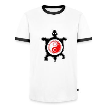 Schildkröte - Männer Kontrast-T-Shirt - Weiß/Schwarz - Vorne - AI Model Female 172 light (172cm) & AI Model Male 178 dark (178cm)