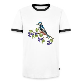 Oiseau coloré - T-shirt contrasté Homme - blanc/noir - Devant - AI Model Female 172 light (172cm) & AI Model Male 178 dark (178cm)
