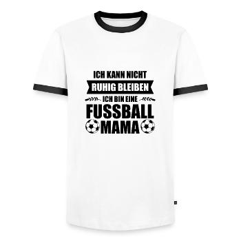Ich kann nicht ruhig bleiben ich bin eine fussball - Männer Kontrast-T-Shirt - Weiß/Schwarz - Vorne - AI Model Female 172 light (172cm) & AI Model Male 178 dark (178cm)