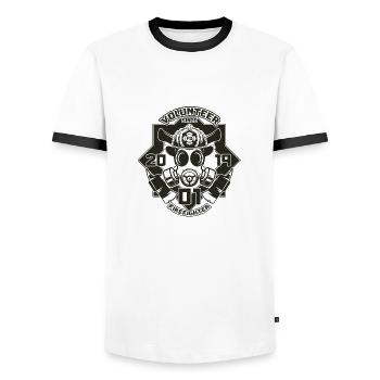 fire brigade firefighter deployment firefighter - Men's Ringer Shirt - white/black - Front - AI Model Female 172 light (172cm) & AI Model Male 178 dark (178cm)