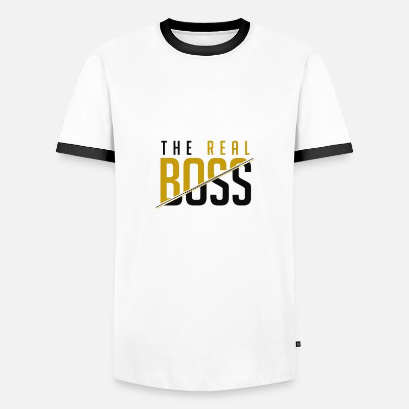 DER ECHTE BOSS - Männer Kontrast-T-Shirt - Weiß/Schwarz