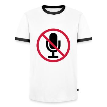 Shield Mute Microphone - Men's Ringer Shirt - white/black - Front - AI Model Female 172 light (172cm) & AI Model Male 178 dark (178cm)
