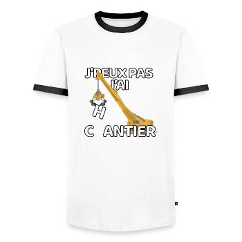 J’peux pas j’ai chantier - T-shirt contrasté Homme - blanc/noir - Devant - AI Model Female 172 light (172cm) & AI Model Male 178 dark (178cm)