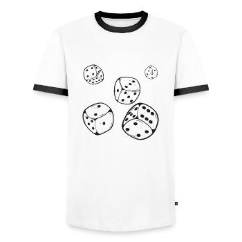 The dice are cast gift man woman player yams - Men's Ringer Shirt - white/black - Front - AI Model Female 172 light (172cm) & AI Model Male 178 dark (178cm)