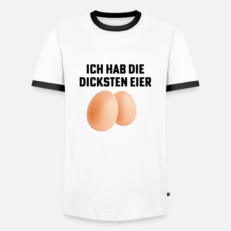 dicke eier spruch - Männer Kontrast-T-Shirt - Weiß/Schwarz