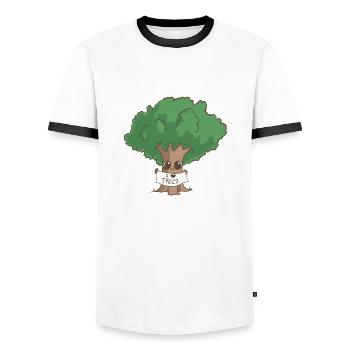 Love Trees - Men's Ringer Shirt - white/black - Front - AI Model Female 172 light (172cm) & AI Model Male 178 dark (178cm)