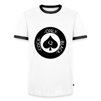 Only Black Cock - Men's Ringer Shirt - white/black - Front - AI Model Female 172 light (172cm) & AI Model Male 178 dark (178cm)