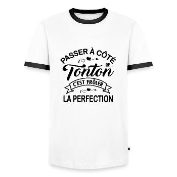 Tonton Frôler La Perfection - T-shirt contrasté Homme - blanc/noir - Devant - AI Model Female 172 light (172cm) & AI Model Male 178 dark (178cm)