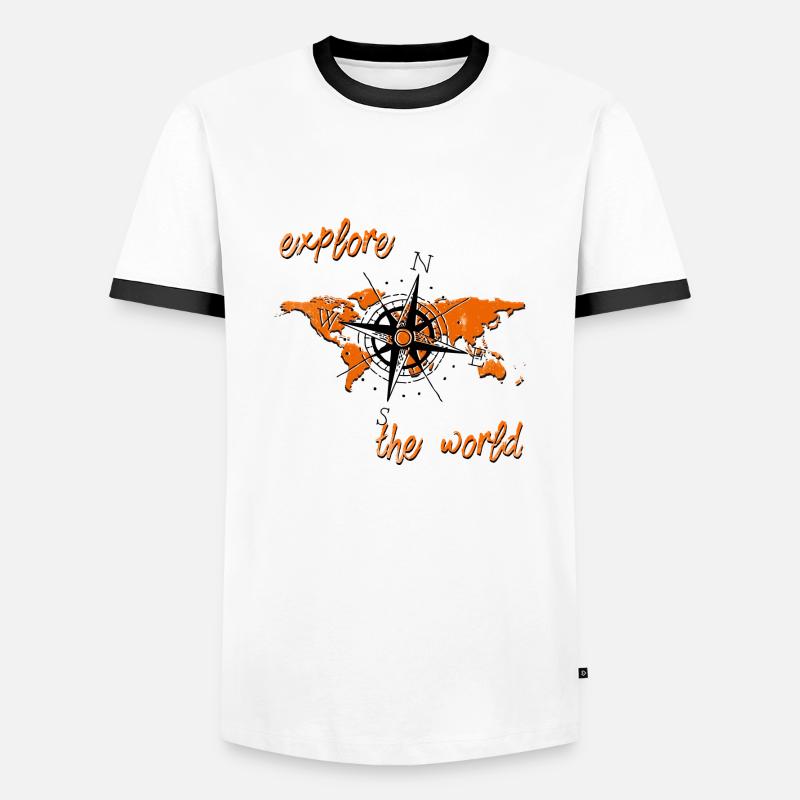 Explore Orange - Men's Ringer Shirt - white/black