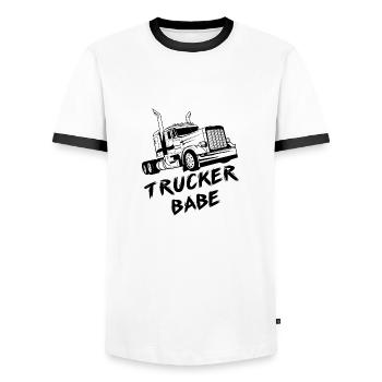 Trucker babe LKW-fahrer Geschenk - Männer Kontrast-T-Shirt - Weiß/Schwarz - Vorne - AI Model Female 172 light (172cm) & AI Model Male 178 dark (178cm)