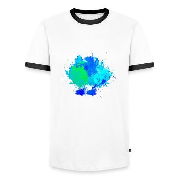 Blauer Farbfleck Hintergrund Deko - Männer Kontrast-T-Shirt - Weiß/Schwarz - Vorne - AI Model Female 172 light (172cm) & AI Model Male 178 dark (178cm)
